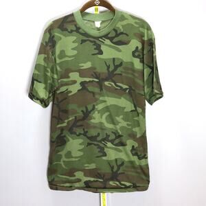 Vintage Military Issue Woodland Camo T-Shirt Size M‎ Army Tee